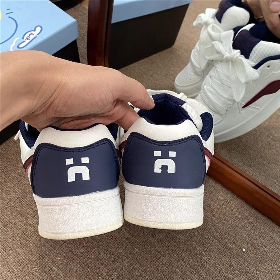 College style niche bread shoes women's summer new versatile thick-soled round head lace-up board shoes