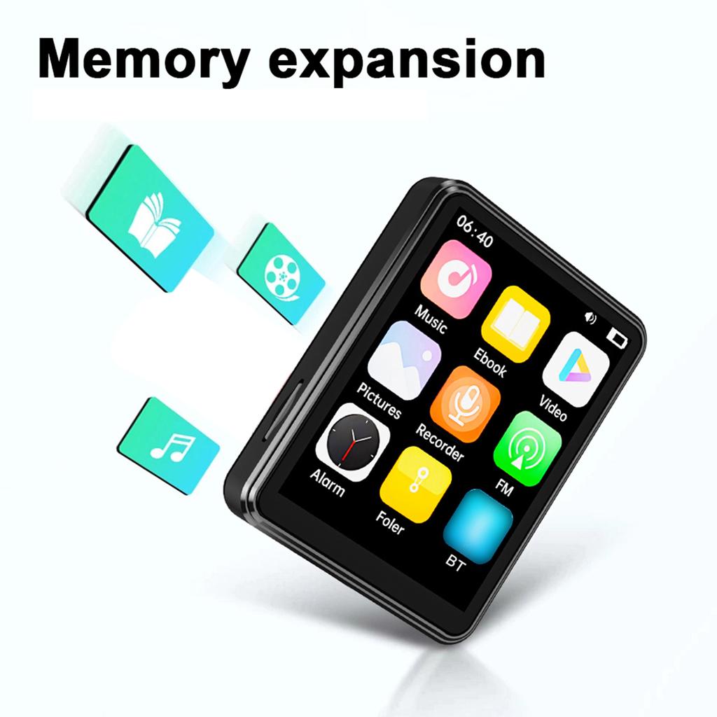 MP3 MP4 Player with Speaker 2.4 Inch Full Touch Screen BT with Built In Speaker and TF Card Expansion Supports for E
