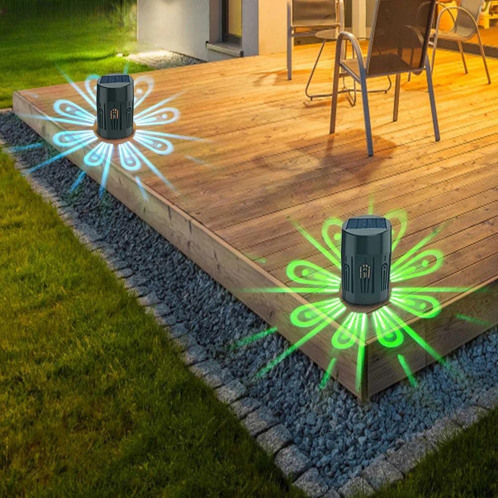 2Pack Solar Garden Light Outdoor Sidewalk Light Patio Fence Lights Lawn Landscape Light  Deck Lights Plum Blossom Shadow Decor