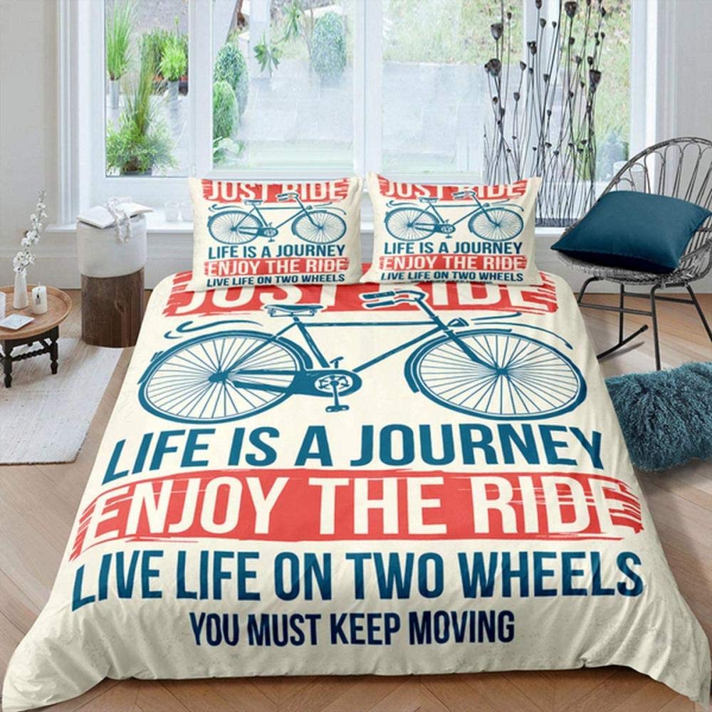 

Розовый пододеяльник с велосипедом для девочек и женщин, двуспальный, полный размер «king size», комплект постельного белья с изображением роз, велосипедный цветочный зеленый листовой чехол EU single(135x200cm)