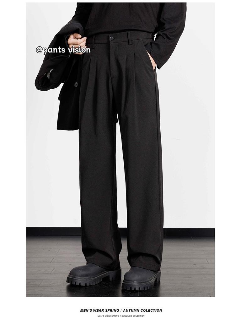 Herren High-End Koreanischer Trend Weitbeinige Anzughose - Knitterarm, Locker, Gerader Schnitt und Casual-Passform