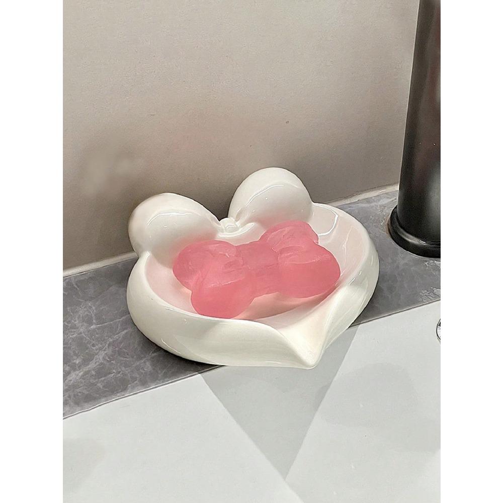 

1 шт. Роскошная керамическая мыльница, креативный дизайн в форме сердца, нескользящая вода, ценная мыльница для домашнего использования