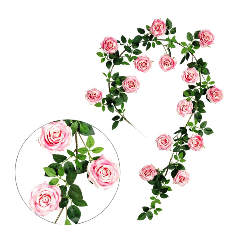 Guirnalda de Flores Artificiales de 1.8m, Guirnalda de Flores Falsas, Flor de Plástico, Cubre Tubos, Decoración de Balcón