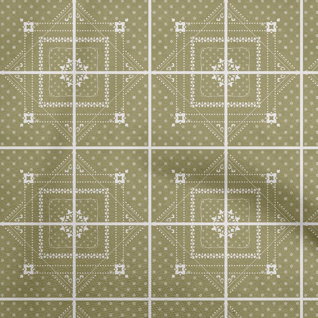 oneOone Cotton Flex Light Green Fabric Asian Tile Diamond Sewing Material Print Fabric By The Yard 40 Inch