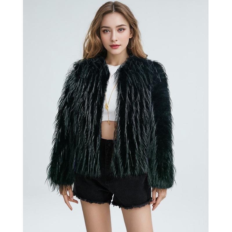 Autumn and Winter New Fashionable Versatile Imitation Fur Coat Coat Solid Color Fringed Fur Coat Women's Top Thickened