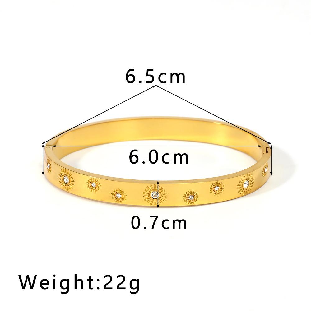 6mm Stainless Steel Zirconia Charm Bangle For Women Gold Color Rhinestone Bracelets