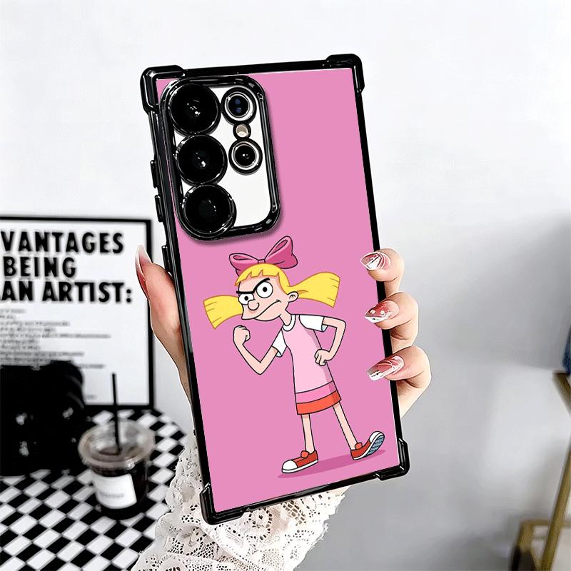 Cartoon Hey Arnold Helga Galvanisiert Handyhülle Für Samsung Galaxy S24 S25 FE S26 Edge S23 Ultra S22 S21 Plus S20 Anti-Fall Airbag