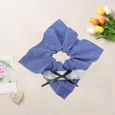 Checkered Hair Scrunchie with Bow for Ponytail And Daily Use