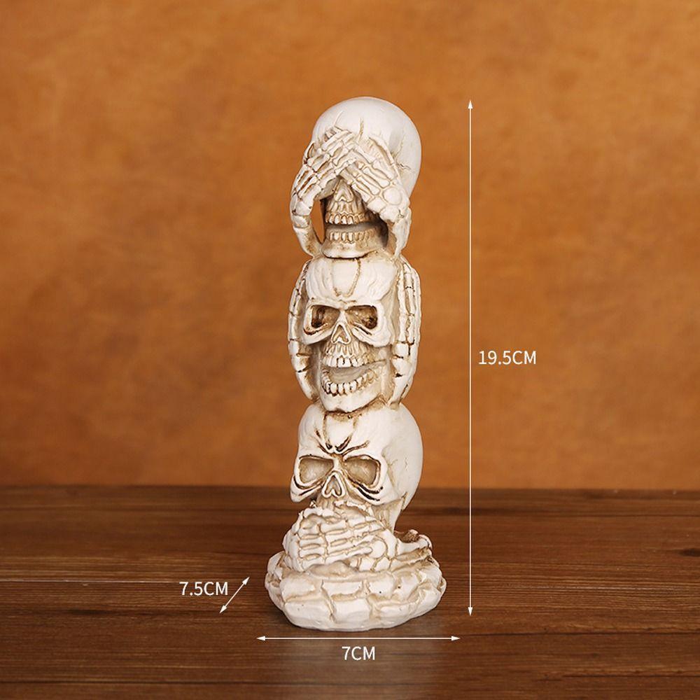 Resin Mini Skeleton Figurines Realistic Artificial Skull Model  Halloween Decor Gifts