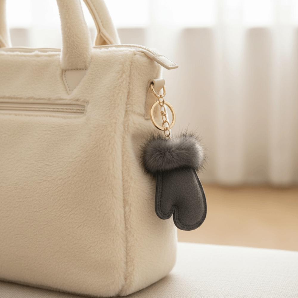 Fluffy Pu Leather Pendant Mink Fur Bag Pendant Exquisite Mini Gloves Keychain  Unisex