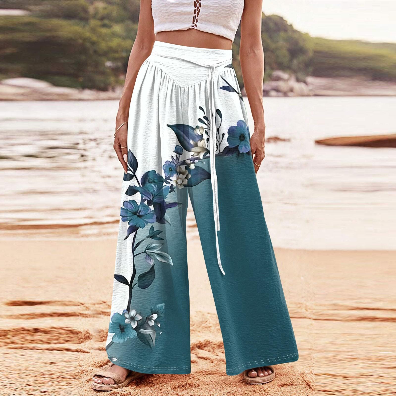 

Женские винтажные удобные домашние широкие брюки с эластичной резинкой на талии L зелёный