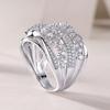 Gorgeous Wide Silver Color Rings for Women Luxury Party Accessories Brilliant Cubic Zirconia Finger Jewelry for Wedding