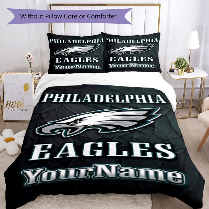 Philadelphia Eagles Customize Your Name Bedding Set Breathable Duvet Cover With Pillowcases Decorative Bed Linen For Bedroom Home Decoration Birthday