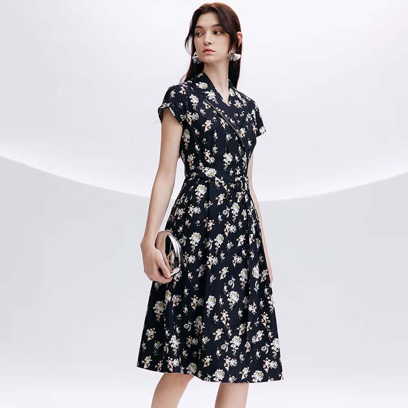 JESSIE Waist-Cinching Printed Midi Dress