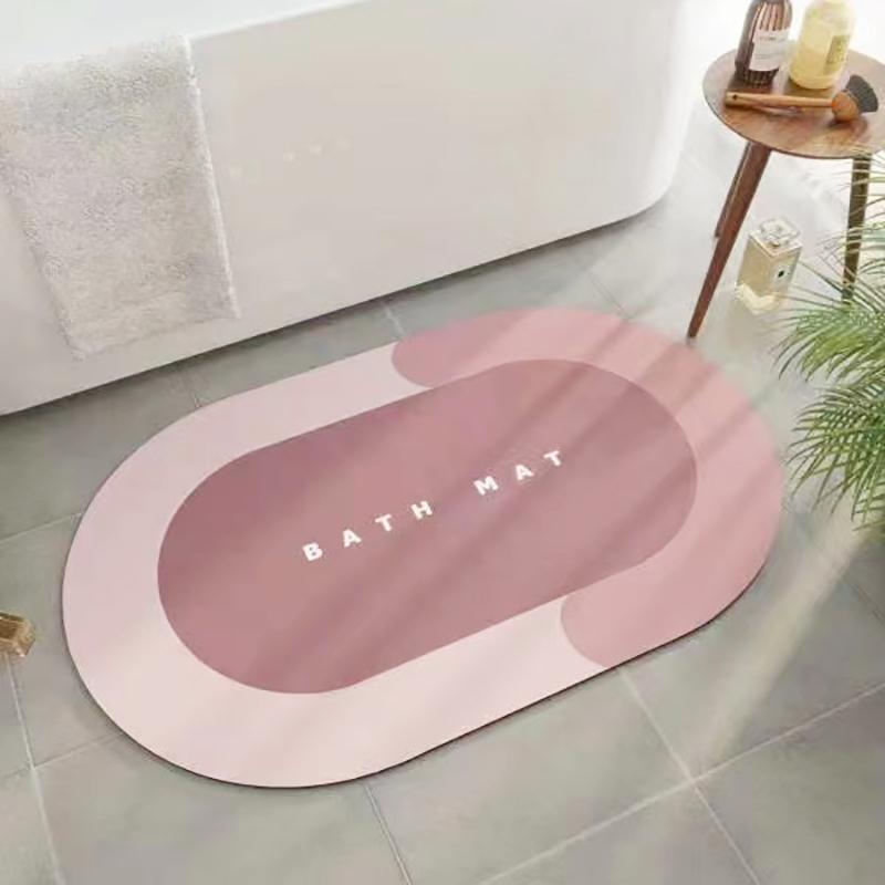 Custom Anti Non slip Quick Drying Soft Super Water Absorbent Floor Shower Mats Rubber Diatomite Bath Bathroom Rug Mat
