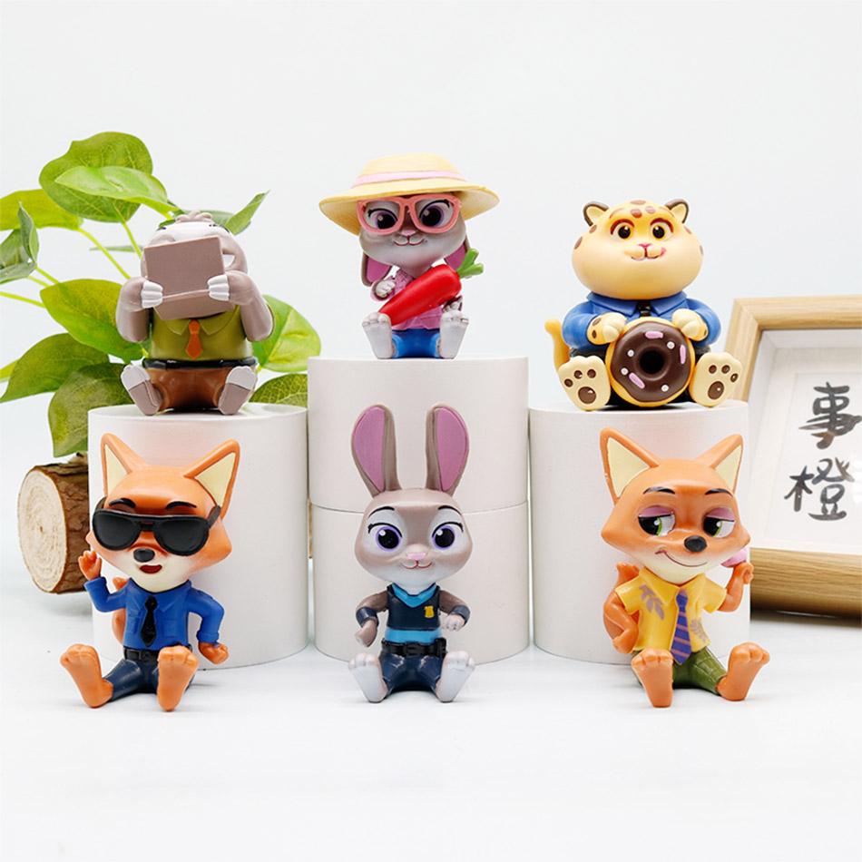 In Stock  Zootopia 2 Action Figures 6-Piece Set Judy Hopps Nick Wilde Movie Merchandise Doll Model Ornaments Kids Present