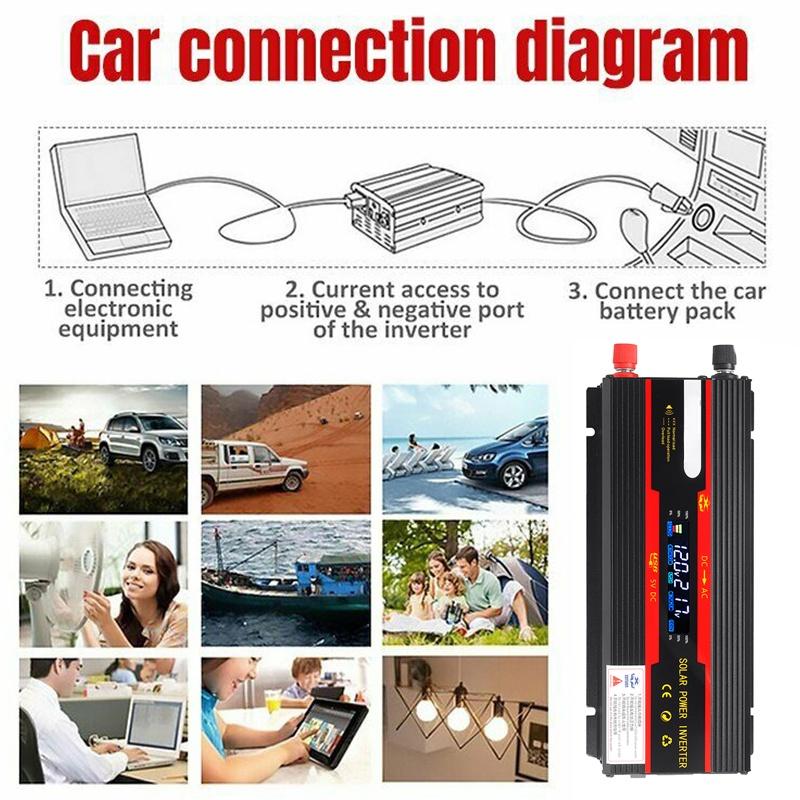 DC12v 24v To AC 220v Modified Sine Wave Inverter Power Transformer Power Converter Solar Inverter W LED Display 3000/4000/5000W