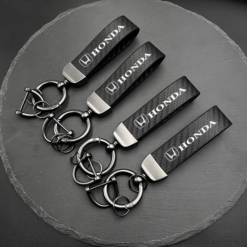 UNYDV1 Car Titanium Alloy Keychains Carbon Fiber Style Key Chain For Honda Civic Accord Fit Jazz Pilot CRV Odyssey Passport City HRV