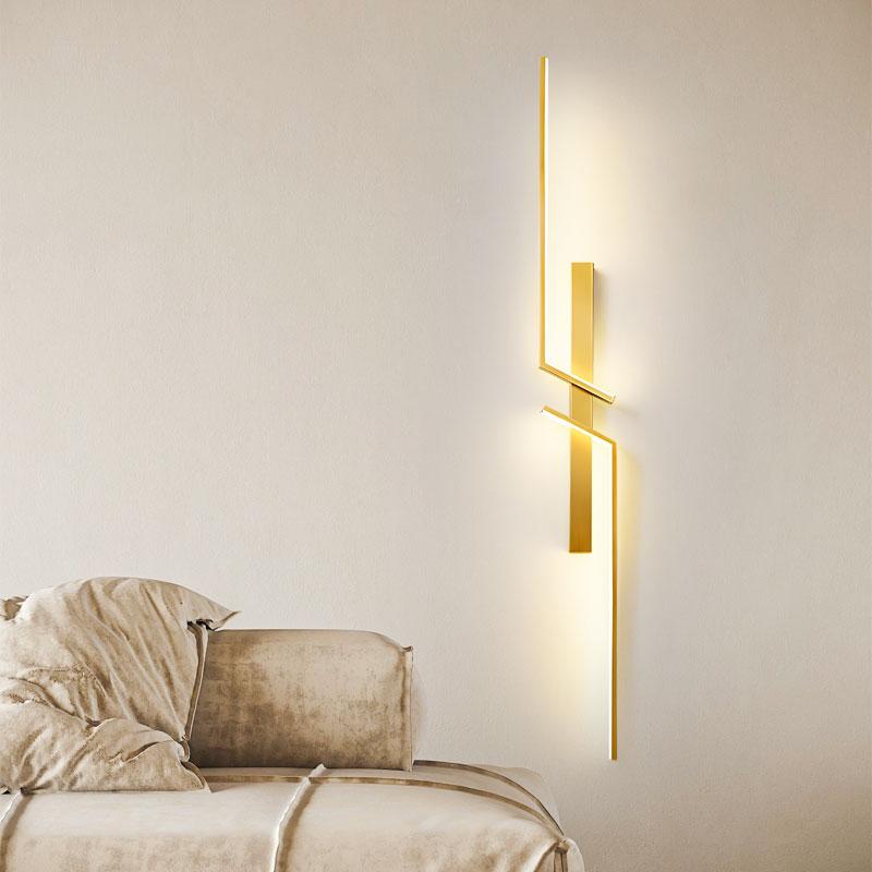 Minimalist Indoor LED Wall Lamp for Bedroom Living Room Wall Sconce for Home Decor Gold Black Interior Long strip LED Wall Light
