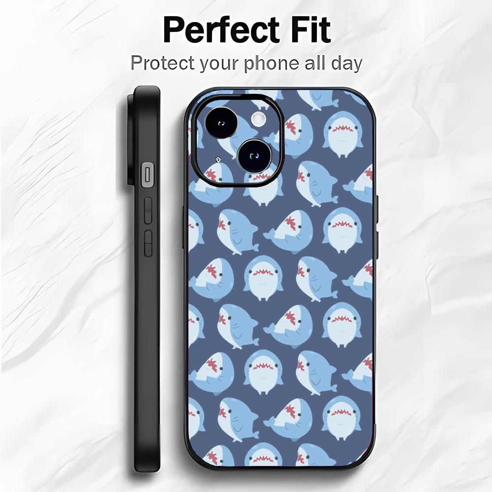 Cartoon Cute Shark Sea Art Phone Case Phone Case Soft Packaging Lightweight For iPhone17 16 15 14 13ProMax