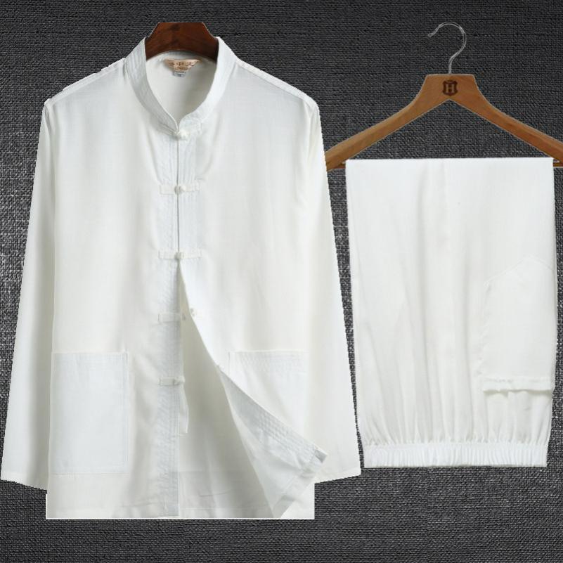 

Summer Tang Suit Men s Suit Linen Layman s Clothing Cotton and Linen National Clothing Chinese Style Hanfu Men s Long Sleeves 190 білий