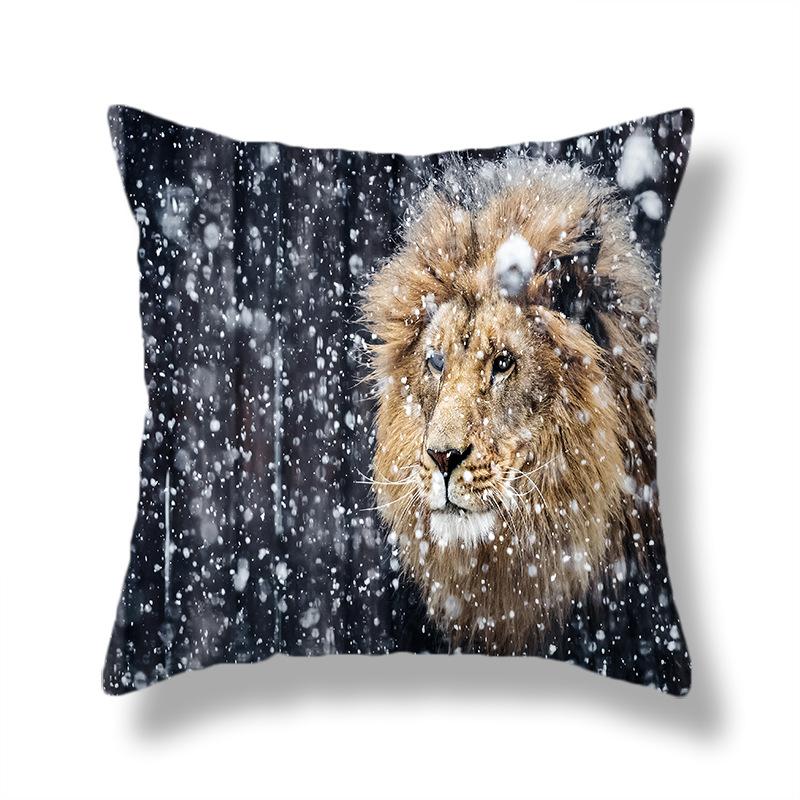 45X45CM Wild Animal Lion Tiger Cushion Cover Living Room Sofa Office Seat Car Waist Cushion Cushion Cover Home Decoration
