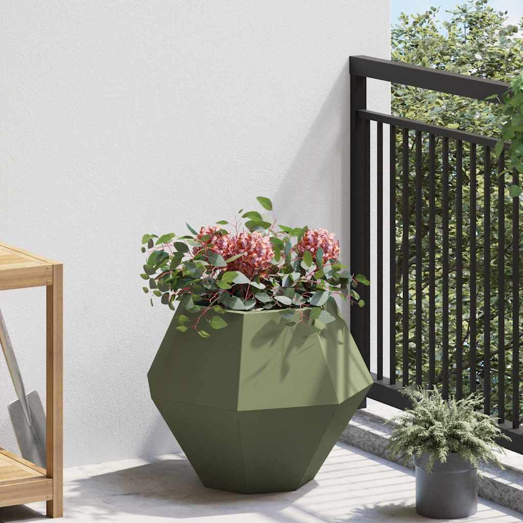 Planter Olive Green 50 X 50 X 40 Cm Steel