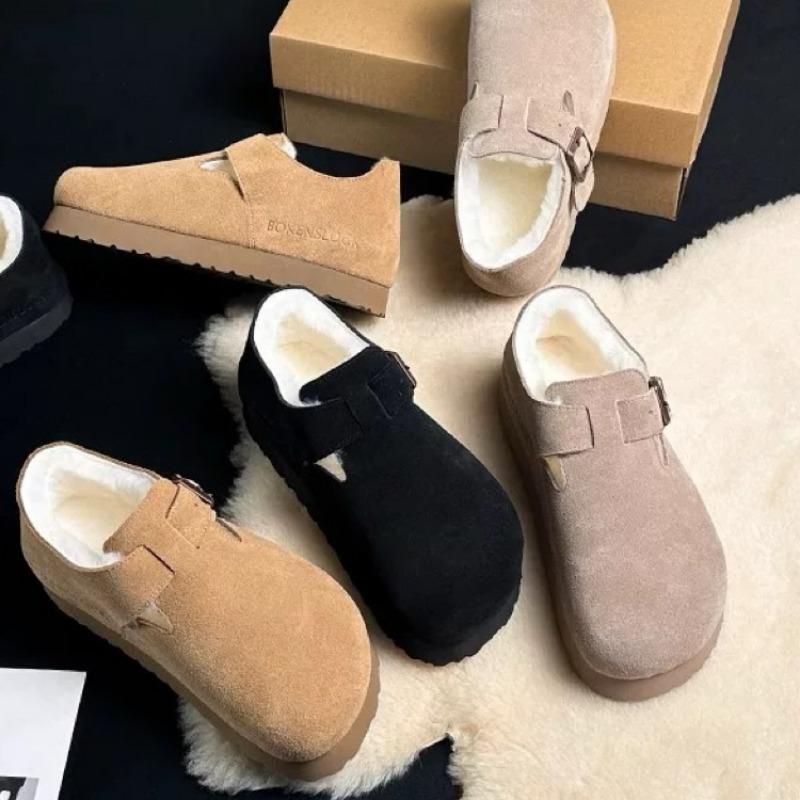 Women Boots Round Toe Clogs Platform Loafers New Winter Thickened Fluff Snow Boots Women Outdoor Retro Shoes for Women