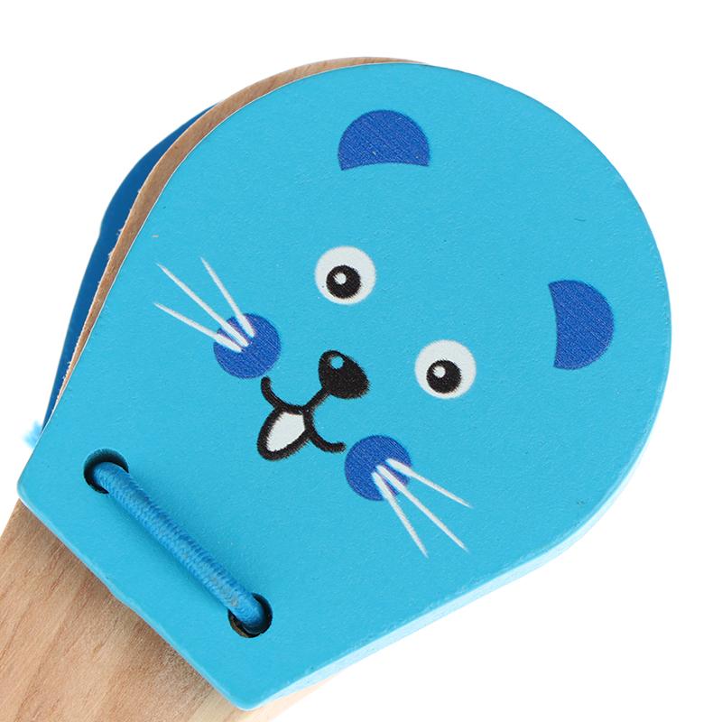 Castañuelas de Madera de Dibujos Animados para Niños Sonajas de Cinco Tachuelas Campanas Sonoras Clapper de Mango Instrumentos Musicales Juguetes Juguetes Educativos Para Niños
