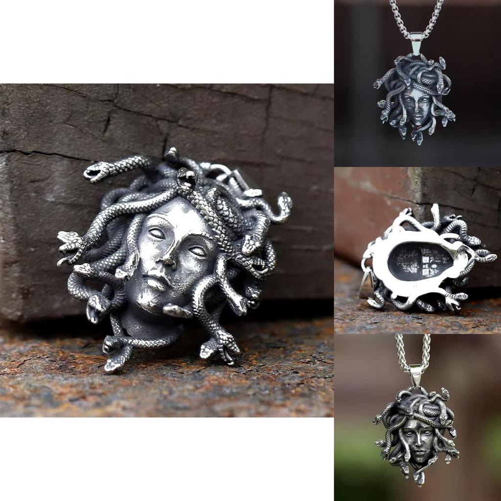 Medusa Mythologie Halskette mit Schlangenanhänger aus Zinklegierung für Gothic-Mode-Enthusiasten