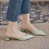 New Summer Women Pumps Woman Buckle Beige Single Shoes Square Heels Comfortable Dress Party Shoes