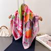 New Artistic Style Printed Imitation Silk Square Scarf Shawl Versatile High-end Feeling Neck Small Headscarf