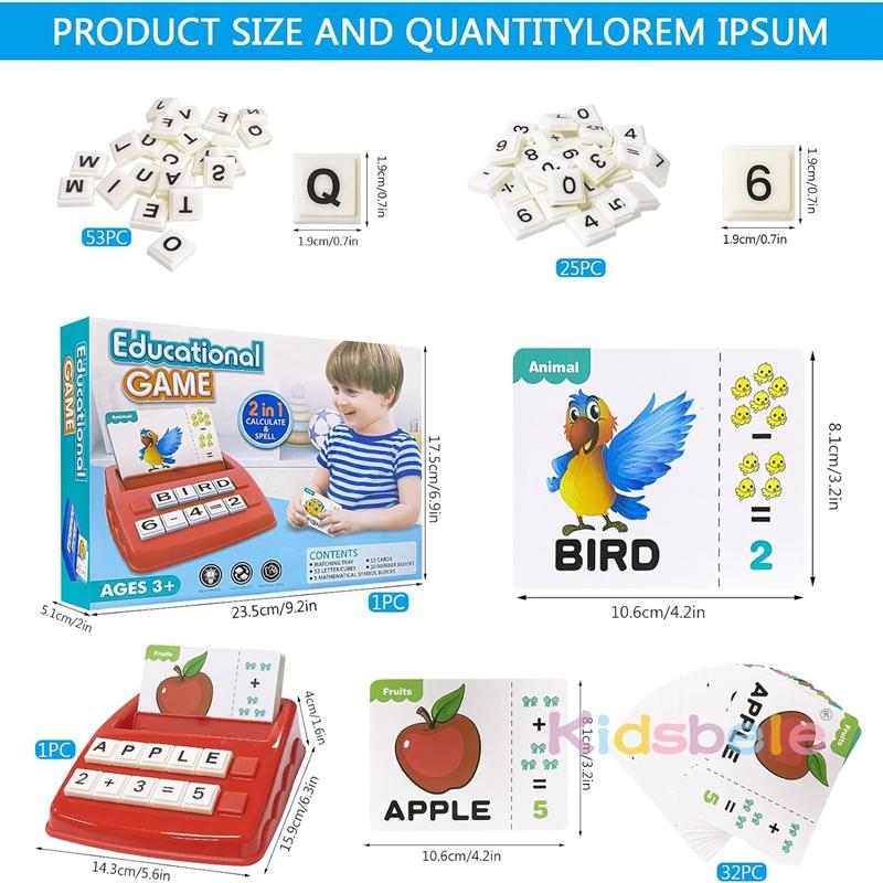 Matching Letter Game For Kids 2 in 1 Educational Toys Alphabet Spelling Reading Number Color Recognition Learning Toys Gifts