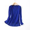 Export Export Bright Silk Chiffon Patchwork Pure Color Minimalist V Pullover Knitwear Women's Fall and Winter Long Sleeves Bottoming Shirt