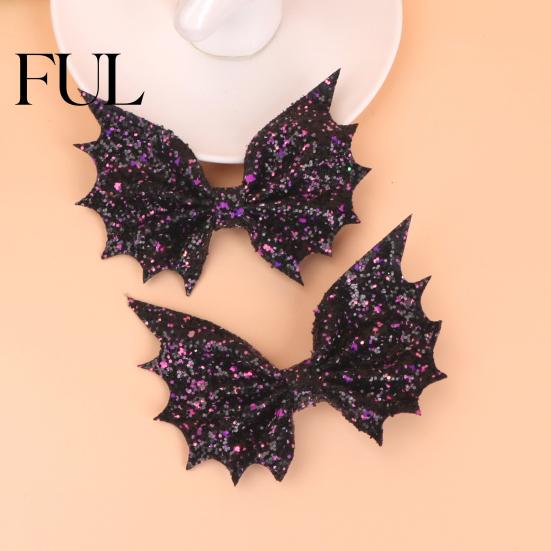 Durable Leather Hair Bows Halloween Bat Bow Clips for Women Girls, Glitter Wing Hairpin Kids Costume Pieces Ponytails And Braids, Cute Holiday