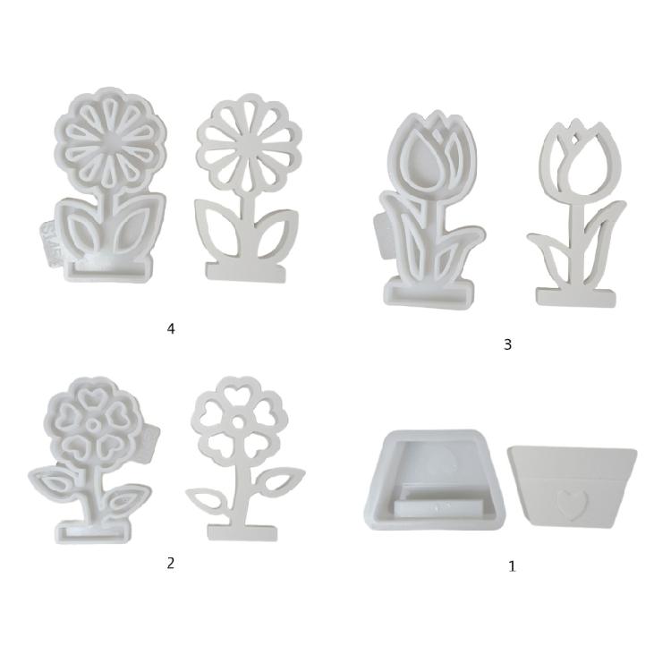 Silicone Mold for Crafting Unique Floral Decorations Flower and Flower Pot Base Sculpture Candle Making Casting Mould