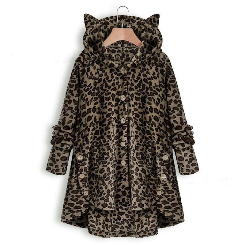 Cozy Cat Ear Women's Winter Warm Fleece Hoodie Hooded Coat For Casual Comfort