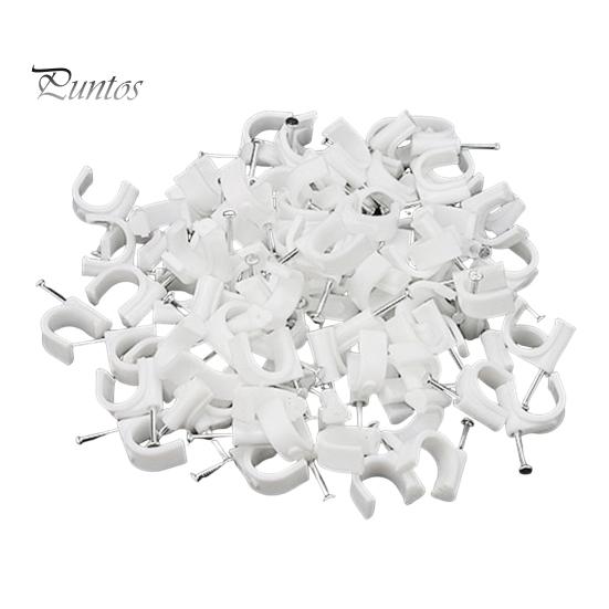 

100 шт. фиксированных зажимов, простая установка, круглые гвоздевые зажимы, высокопрочные металлические стальные гвозди, U-образные защелки, аксессуары для домашней электропроводки 4mm