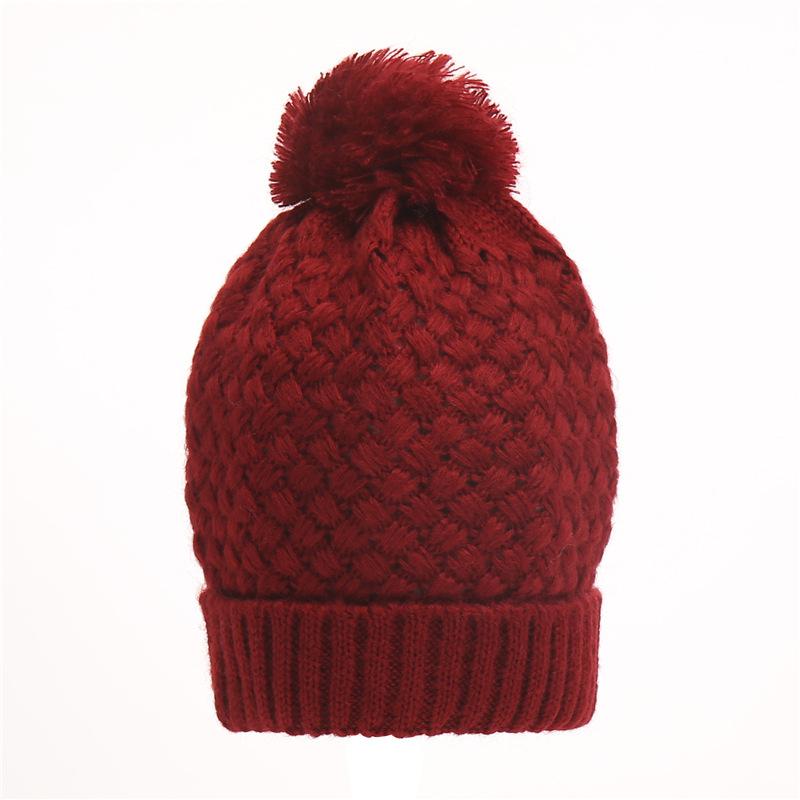 Winter Velvet Corn Hat Cute Wool Ball Solid Color Knitted Hat Warm Toe Cap Women'S Wool Hat Versatile