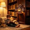 European Retro Owl Luminous Wall Decor - Creative Resin Relief Night Light for Library or Bedroom