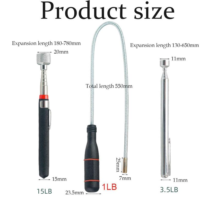 Flexible Magnetic Pickup Tool Extendable Magnetic Handheld Stick with Non-Slip Handle Retrieval Tools for Pick-up Screws Nuts