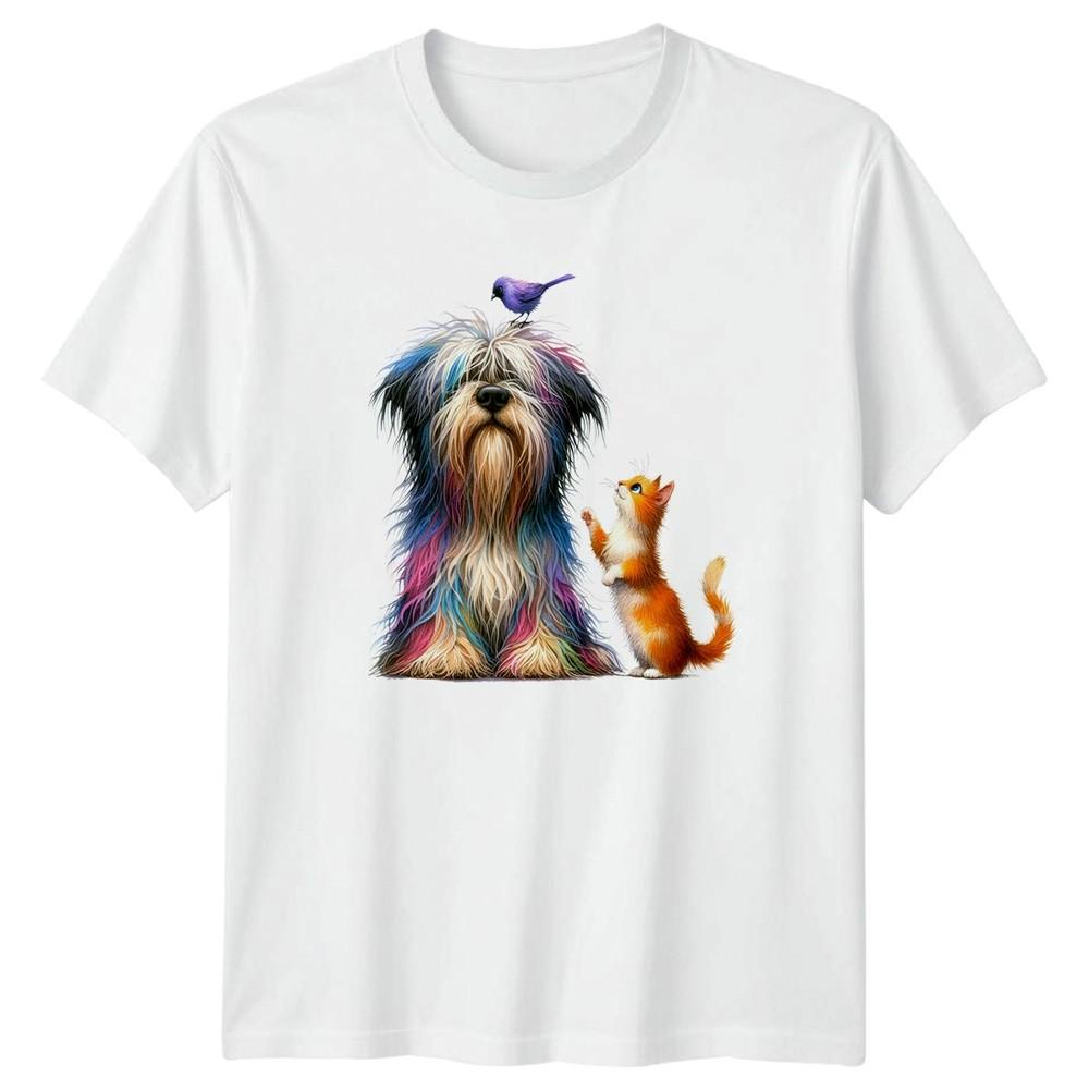 Colorful Dog Cat Bird Animals Dogs And Cats Graphic Tee Unisexs Unisexs TShirt S