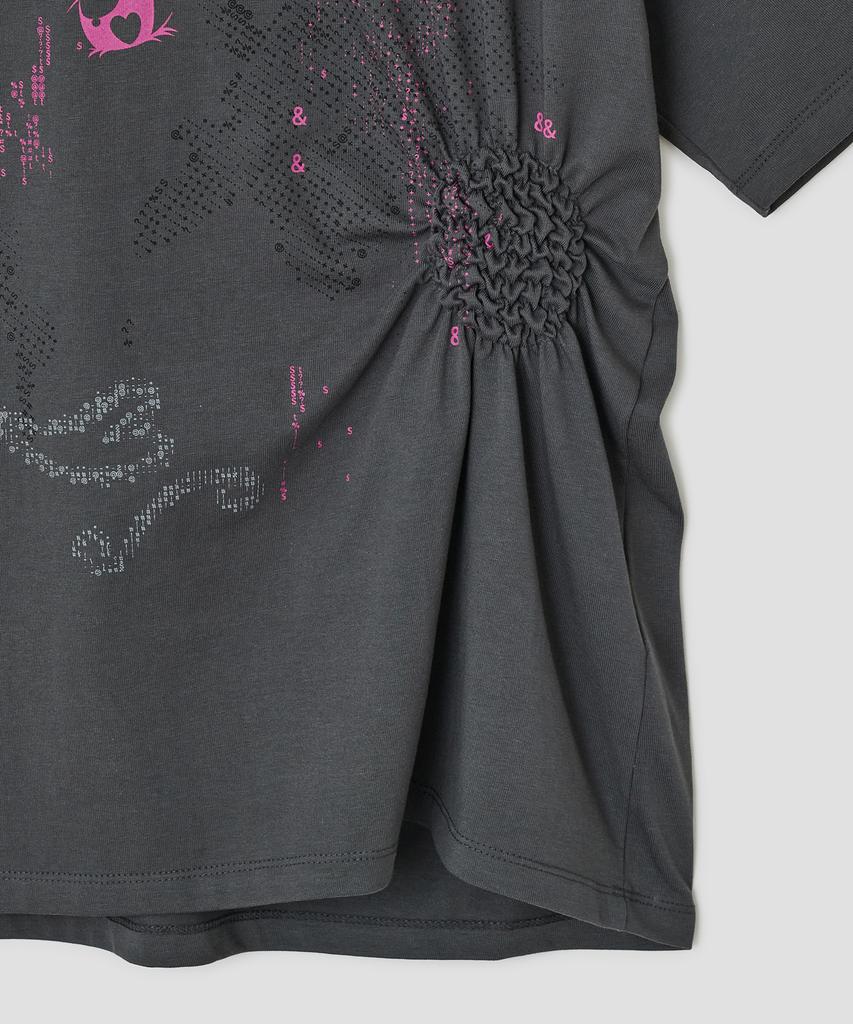 Taibseobiseu Scattered Ruched Top [Charcoal]