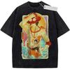 Unisex Washed Pink Vintage Tshirt One Piece Ace Flame and Wave Highquality Fabric for Home Leisure Travel Shopping