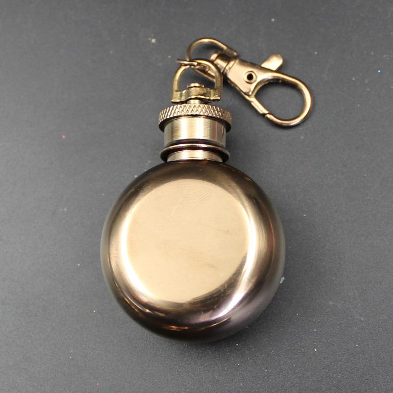 1oz Mini Portable Round Hip Flasks Flagon Jar Wine Whisky Pot Drinkware Key Ring Keychain Drinkware