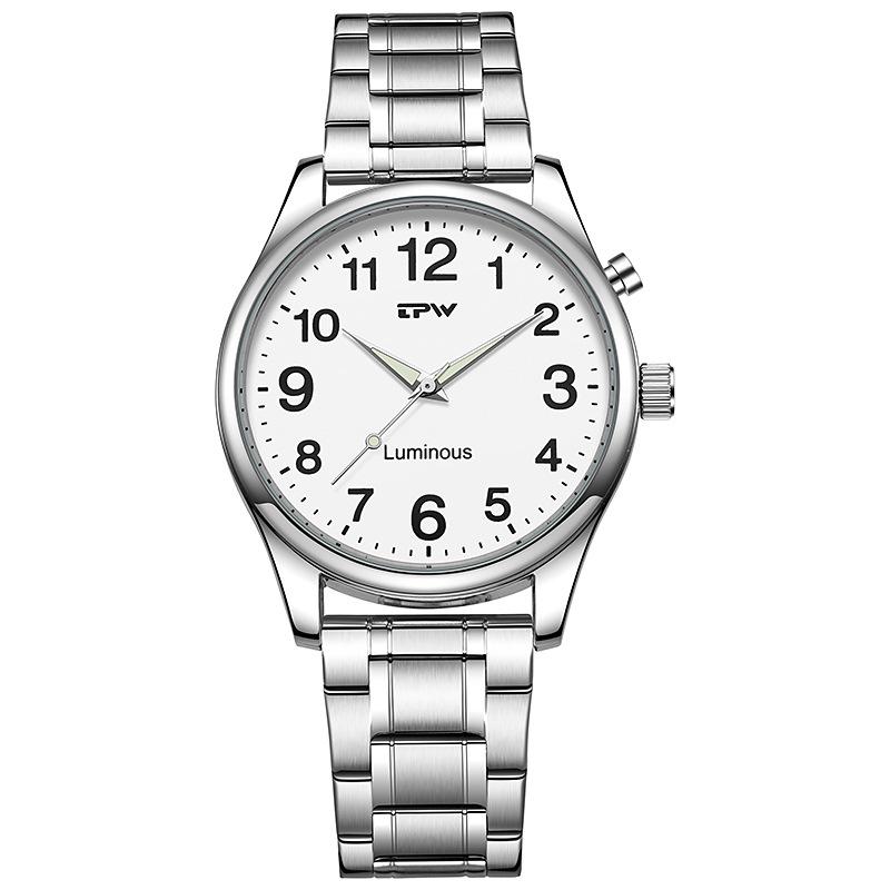Large Dial LED Quartz Waterproof Business Watch for Elderly Men - Luminous and Stylish Timepiece
