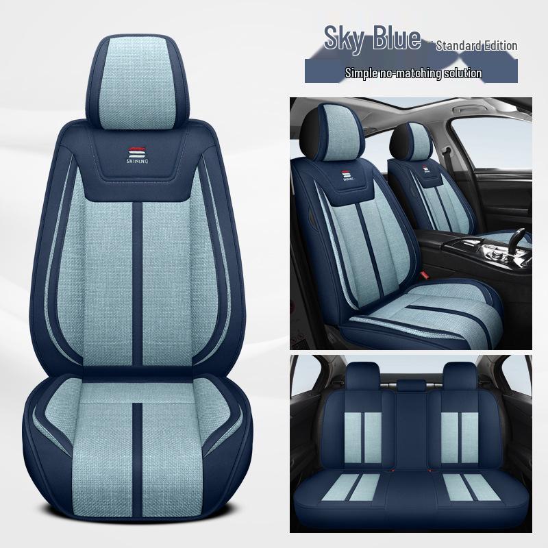Linen Car Seat Cushion for Tiida, Qashqai, Sylphy, Teana, Sunny, Livina & Bluebird - Full Coverage
