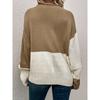 Womens Block Funnel Neck Pullover Sweater Soft High Elasticity Acrylic Knit Fabric Long Sleeve Drop Shoulder Design Perfect for Fall and Winter