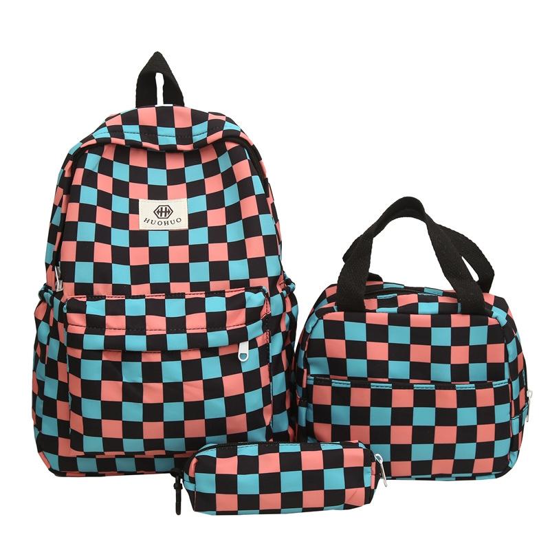 Schoolbag wholesale backpack women's new Korean version of fashion checkerboard college student backpack casual versatile junior high school student
