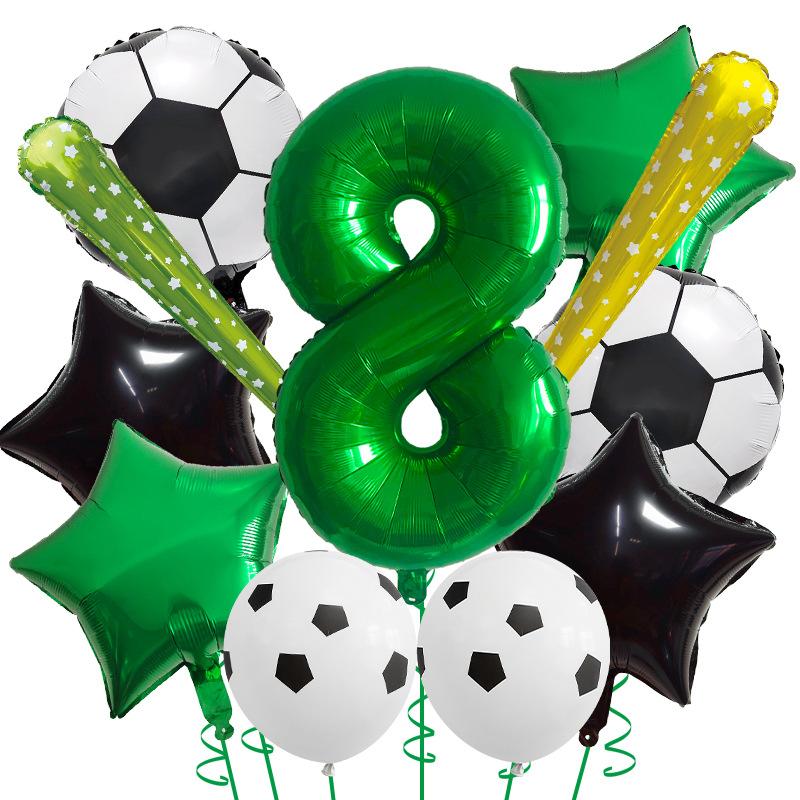 Competition Green Yin Football Series Aluminum Film Balloon Set Fuel Stick Sports Party Scene Arrangement Decorative Balloons
